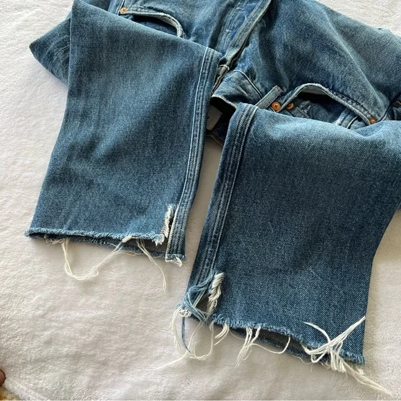 AGOLDE Blue Distressed Jamie High Rise Feel Good In Lowdown